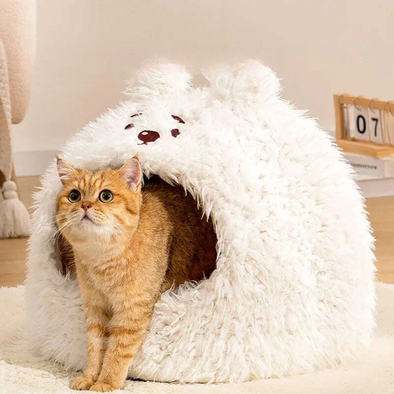Cabane pour chat intérieur en style cosy — en situation
