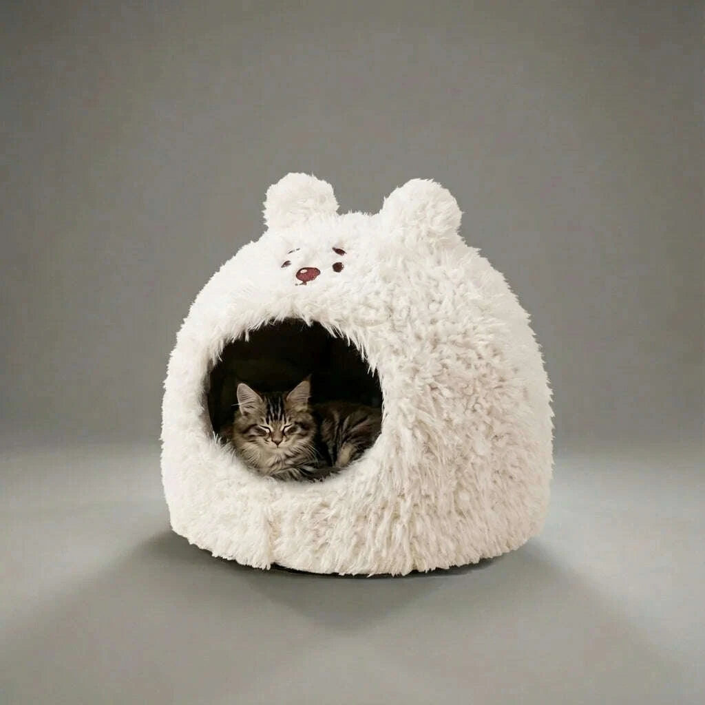 Cabane pour chat intérieur en style cosy