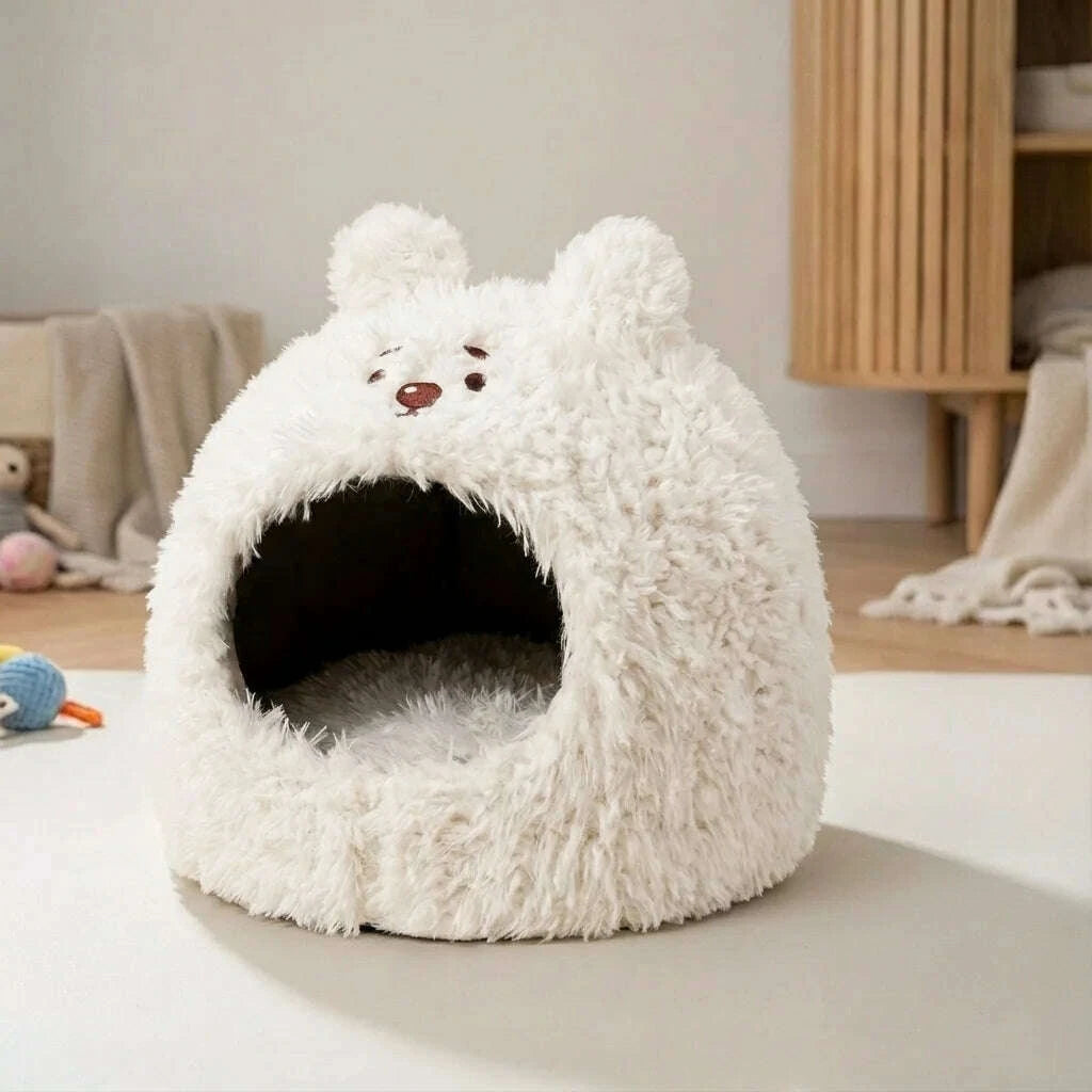 Cabane pour chat intérieur en style cosy — vue zoom