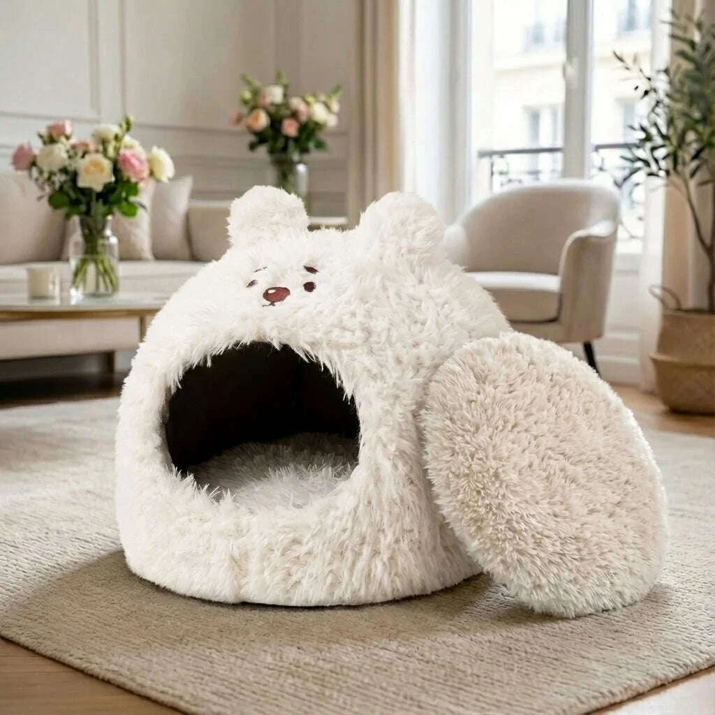 Cabane pour chat intérieur en style cosy — vue en perspective