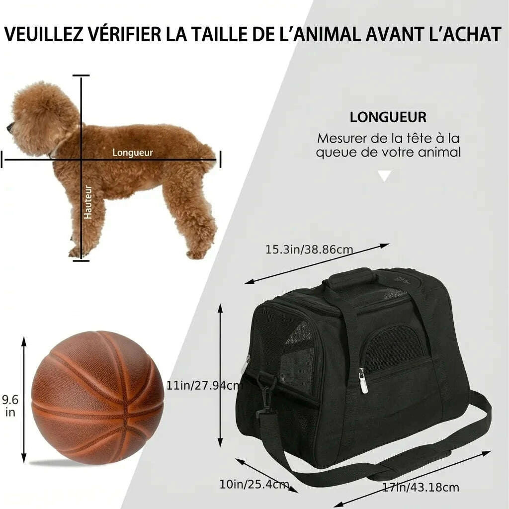 Panier de transport pour chat avec grille — vue en perspective