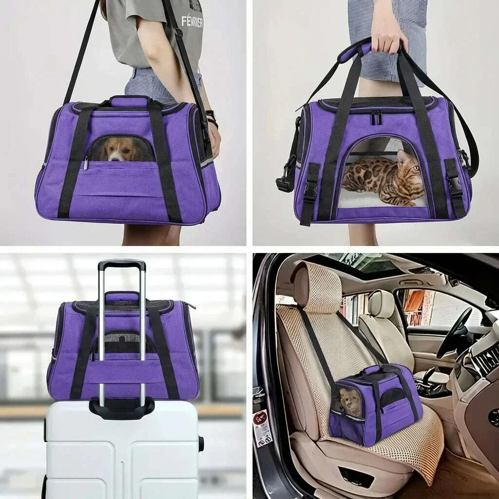 Panier léger pour transport de chat violet — vue zoom