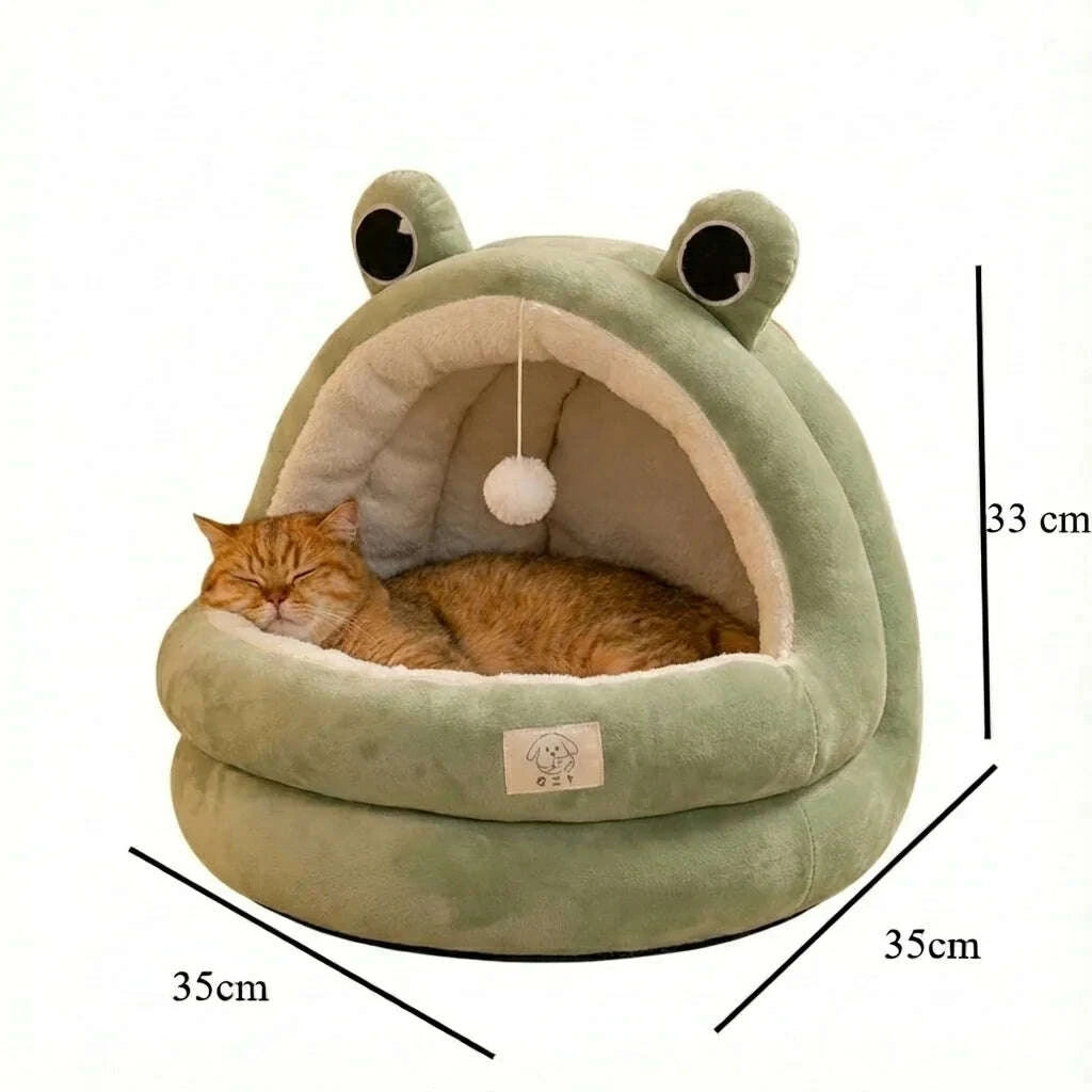 Maison verte pour chat cocon — vue en perspective