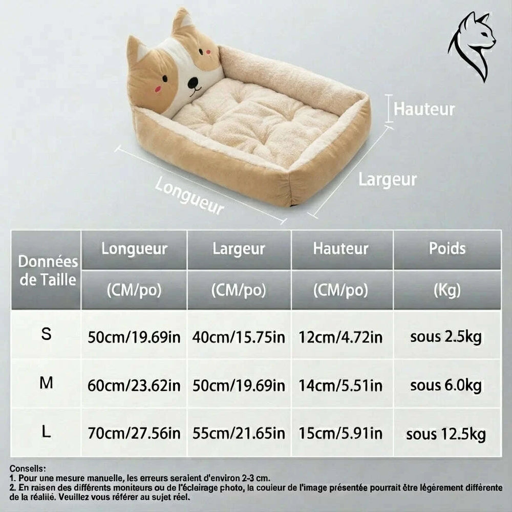 Panier douillet beige pour chat — vue en perspective