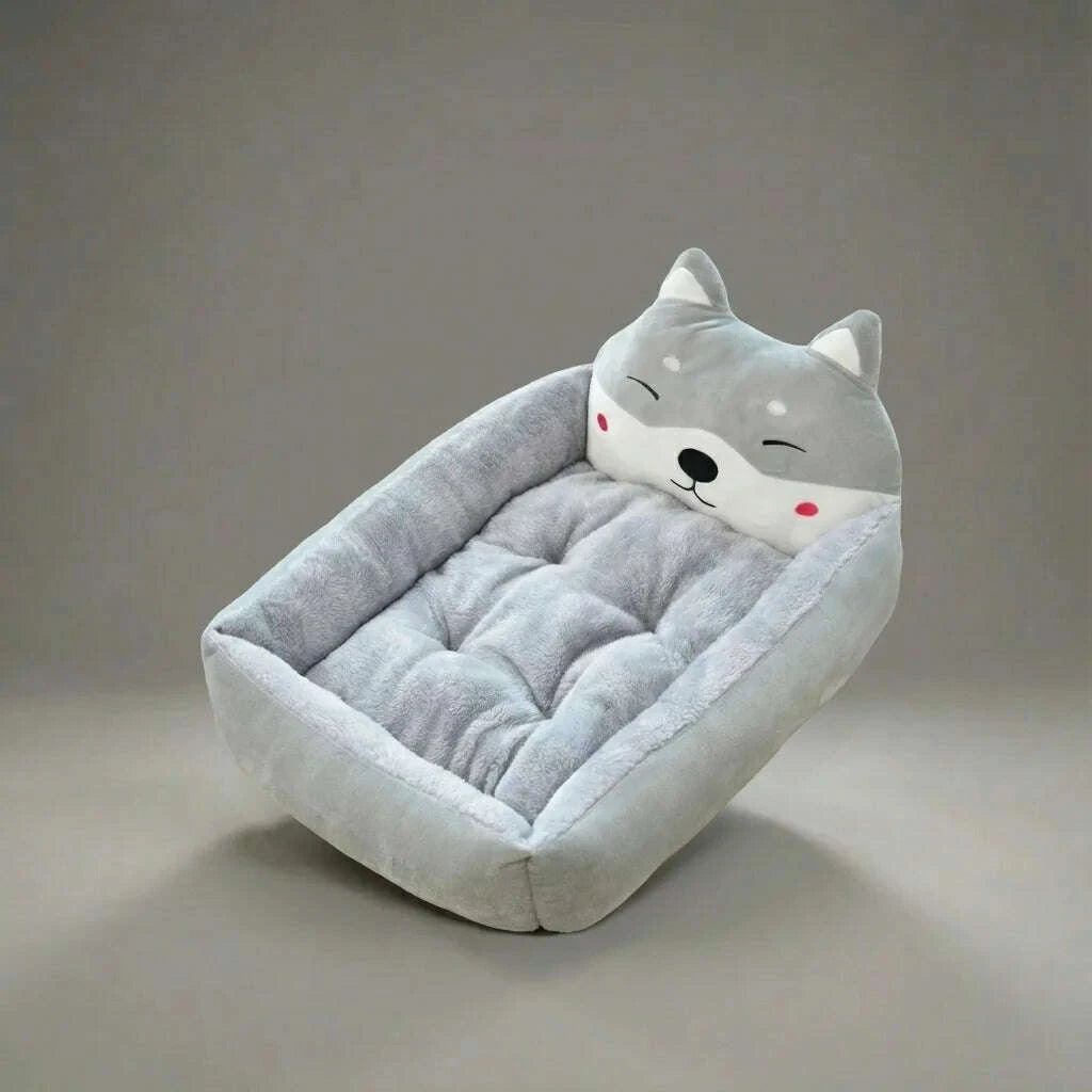 Panier pour chat confortable gris — vue d'ensemble