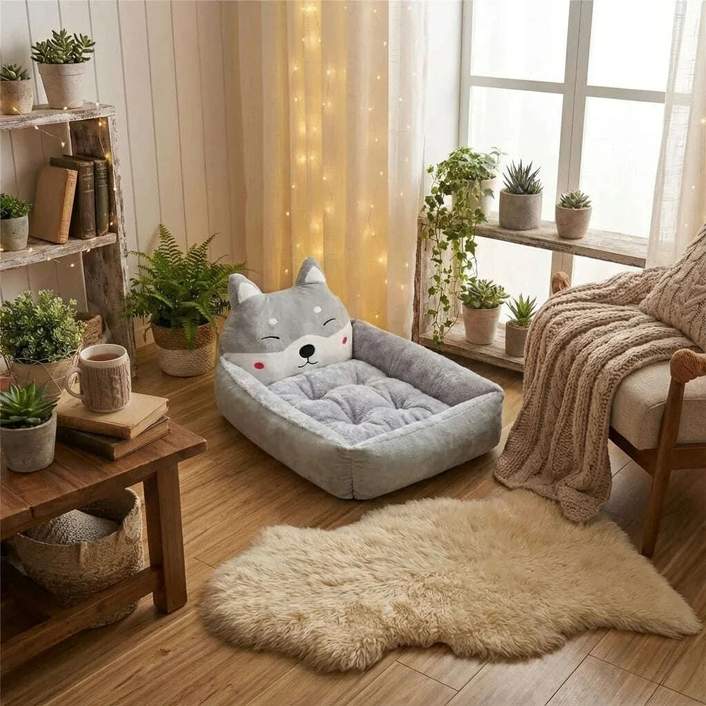Panier pour chat confortable gris — détail