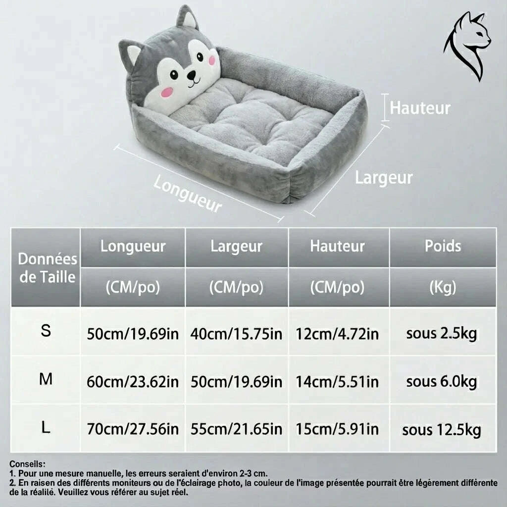 Panier pour chat confortable gris — vue en perspective