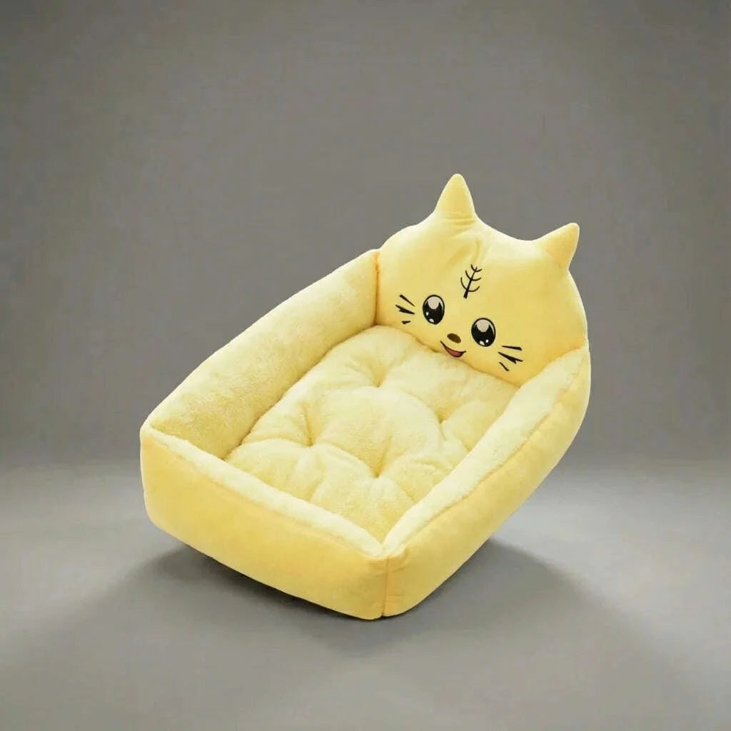 Panier douillet jaune pour chat