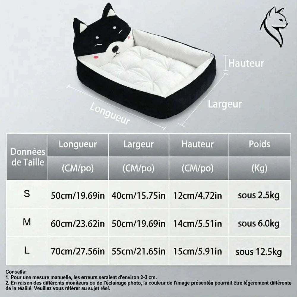 Panier noir douillet pour chat — vue en perspective