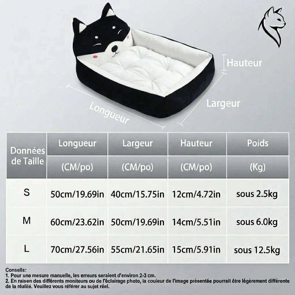 Panier noir douillet pour chat — vue en perspective