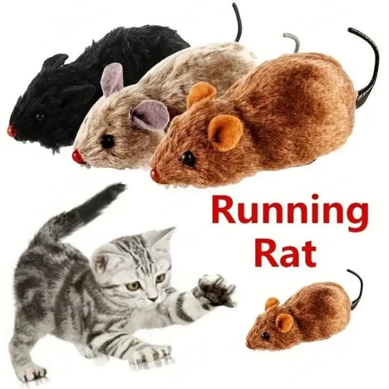 Souris à remonter pour chat en peluche