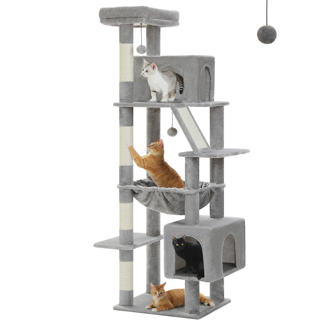 Arbre à chat d'angle avec panier suspendu