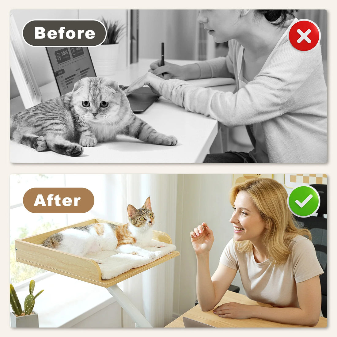 Plateau de bureau pour chat rotatif 360°