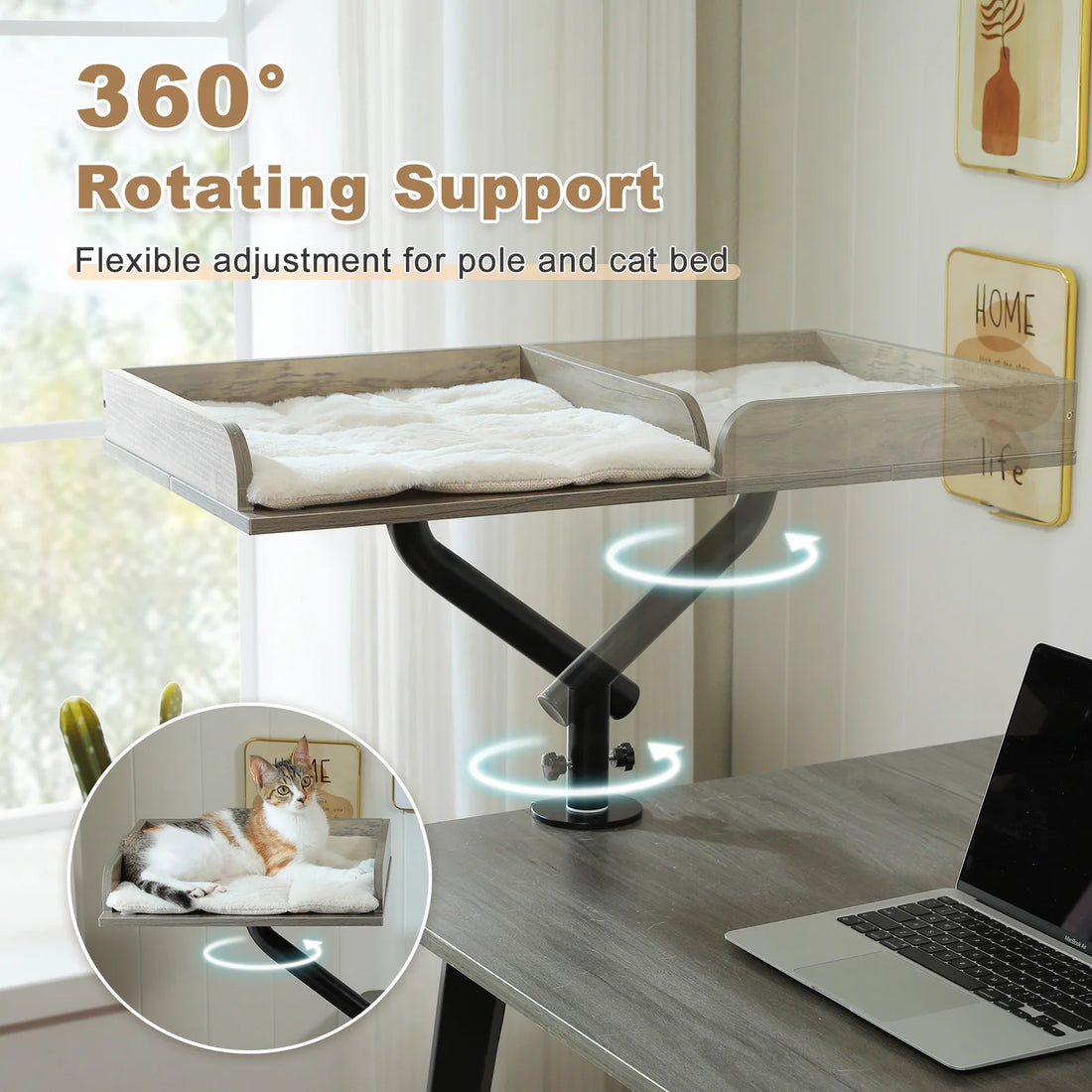 Plateau de bureau pour chat rotatif 360°