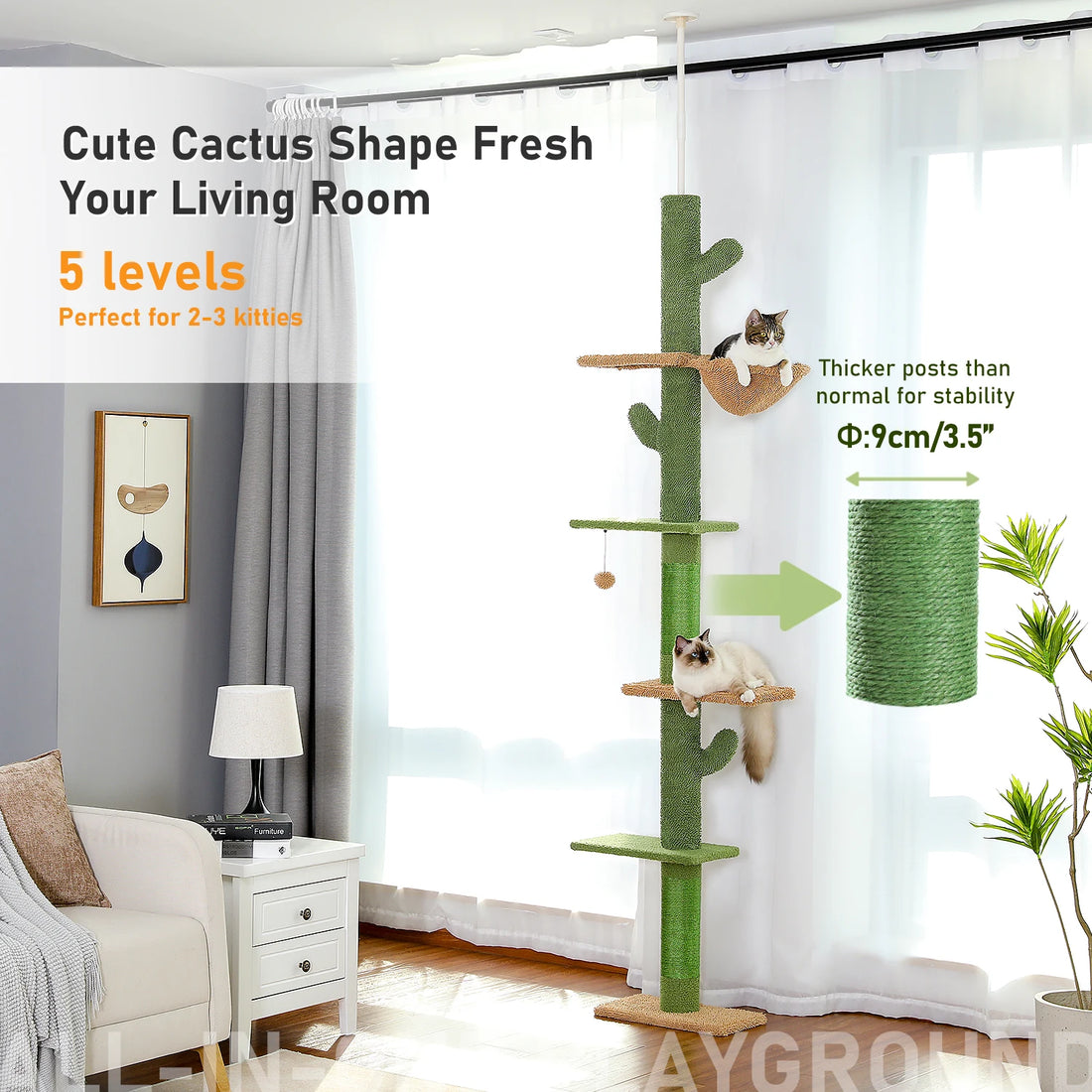 Arbre à chat cactus 5 niveaux réglable
