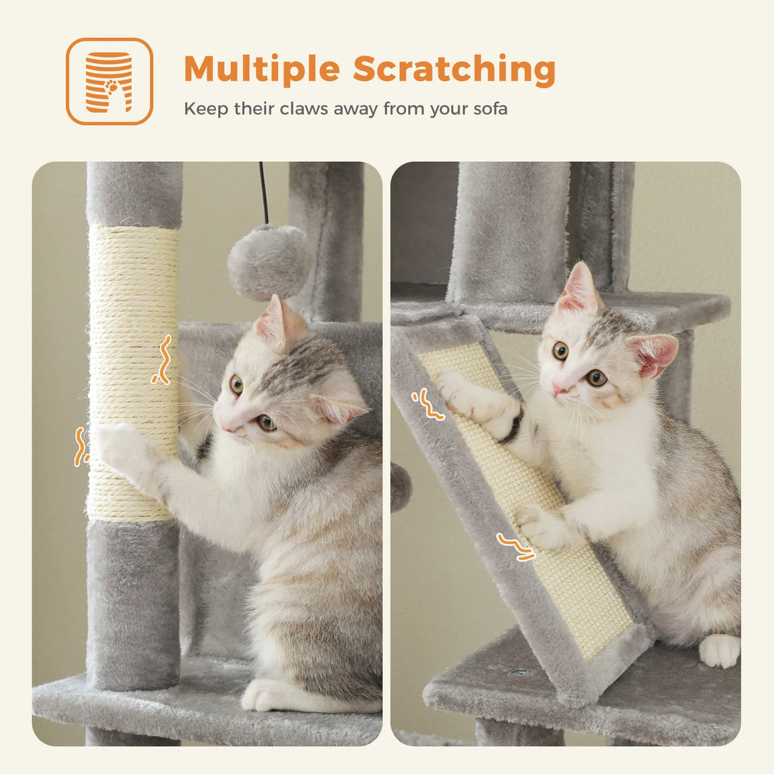 Arbre à chat 180 cm à deux grandes niches