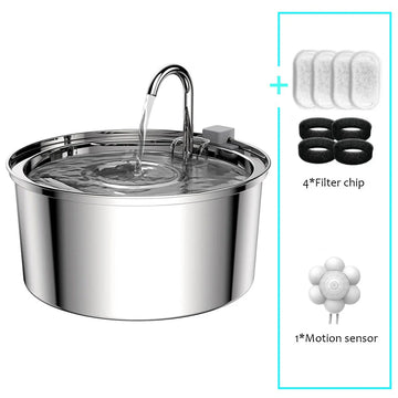 Pack including cat water fountain, 4 carbon filters, 4 pre-filter sponges, and motion sensor