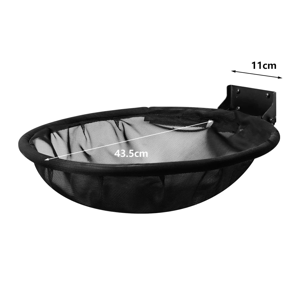 Cotes du lit mural en maille noire pour chat : 43,5 cm de largeur et 11 cm de saillie du support