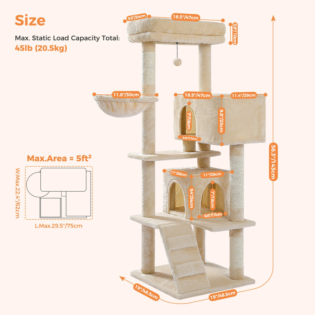 Arbre à chat 106 cm avec échelle et niches