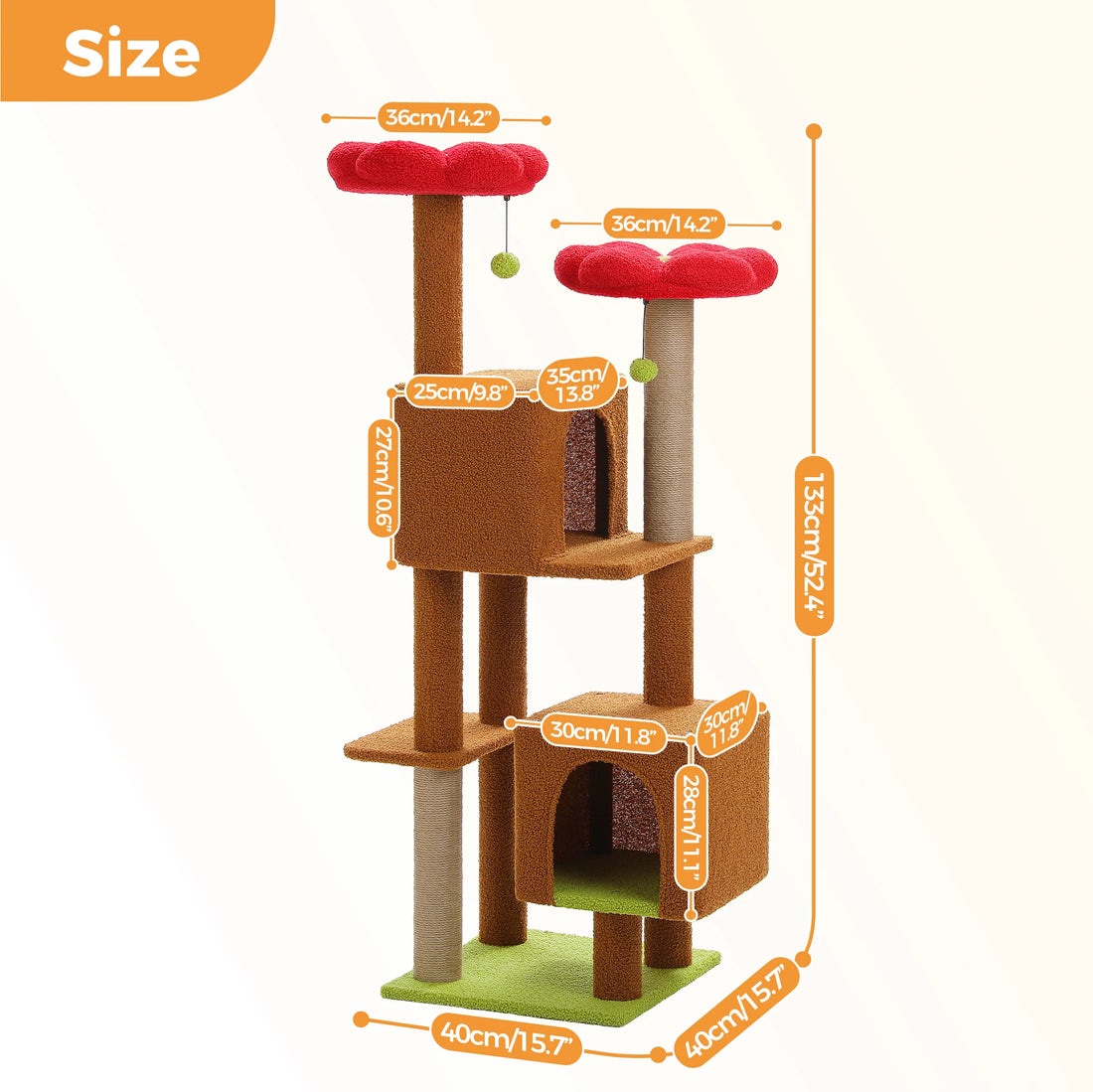 Arbre à chat cactus 133 cm à deux niches