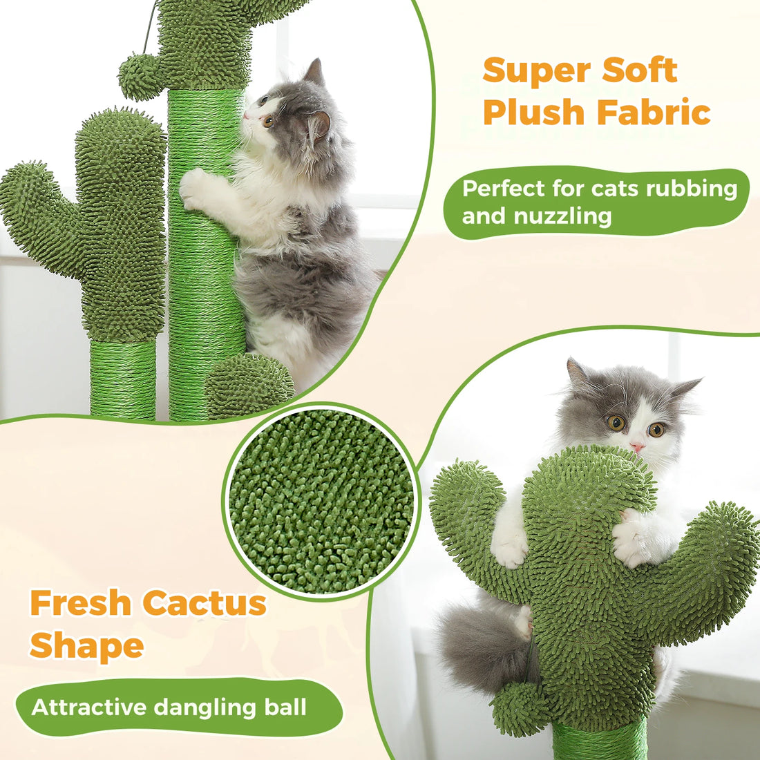 Griffoir cactus pour chat 3 poteaux sisal