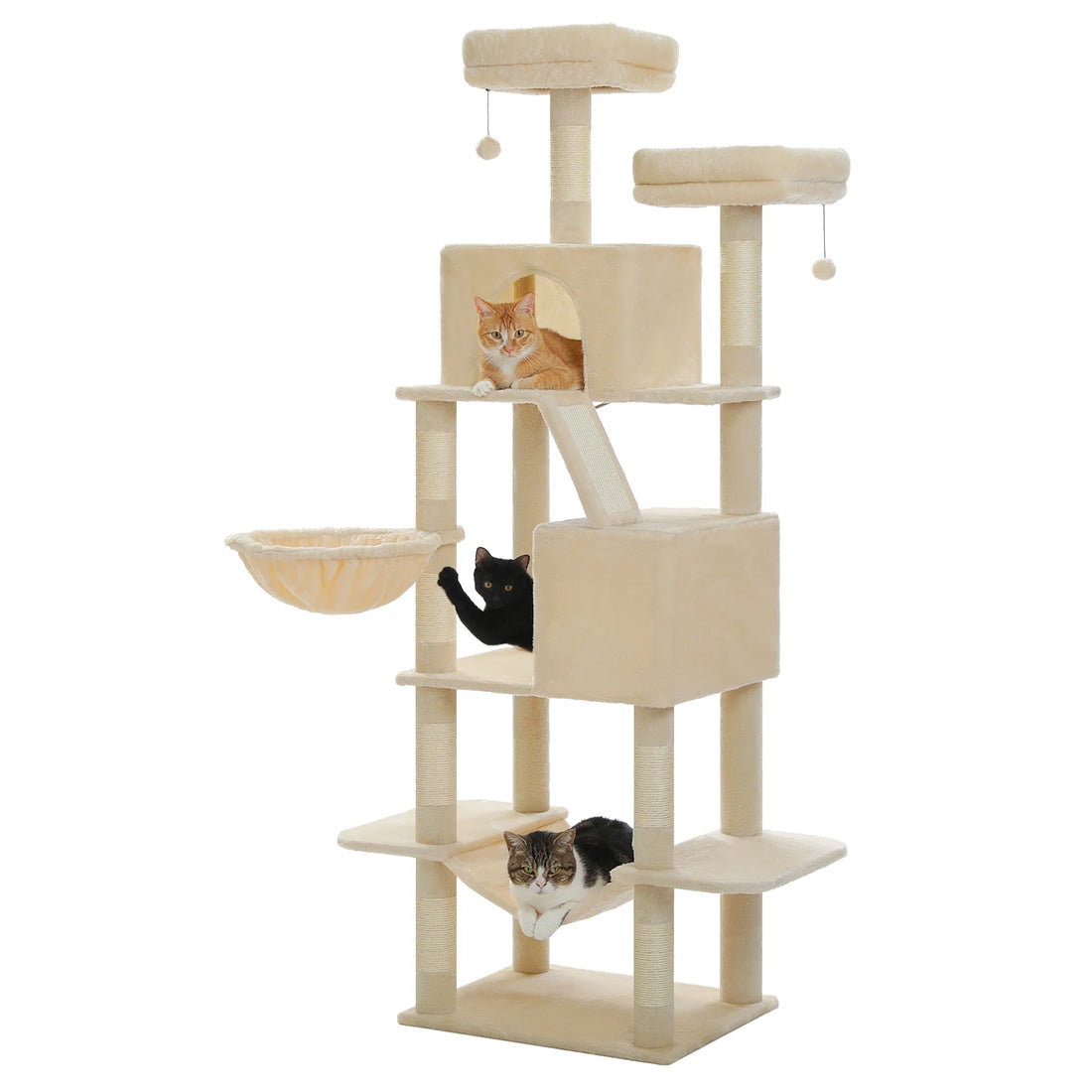 Arbre à chat d'angle avec panier suspendu
