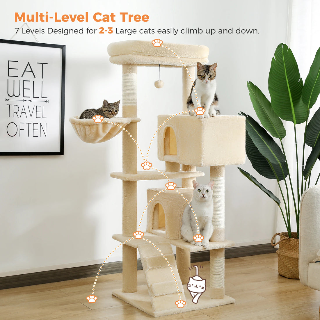 Arbre à chat 106 cm avec échelle et niches
