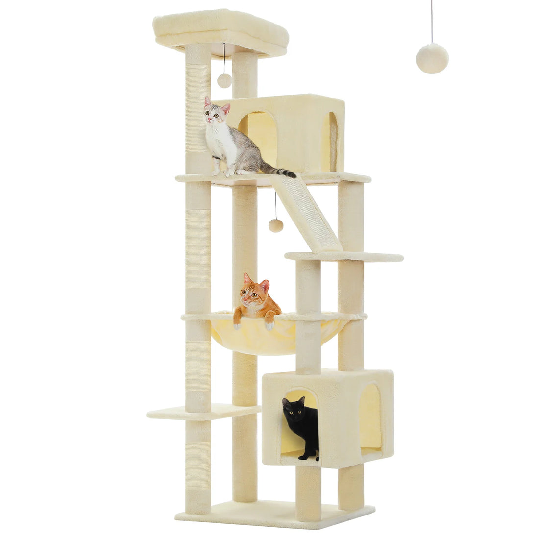 Arbre à chat d'angle avec panier suspendu