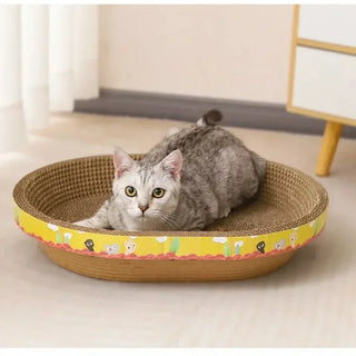 Oval Cardboard Scratching Post for Cats: Protects Your Furniture