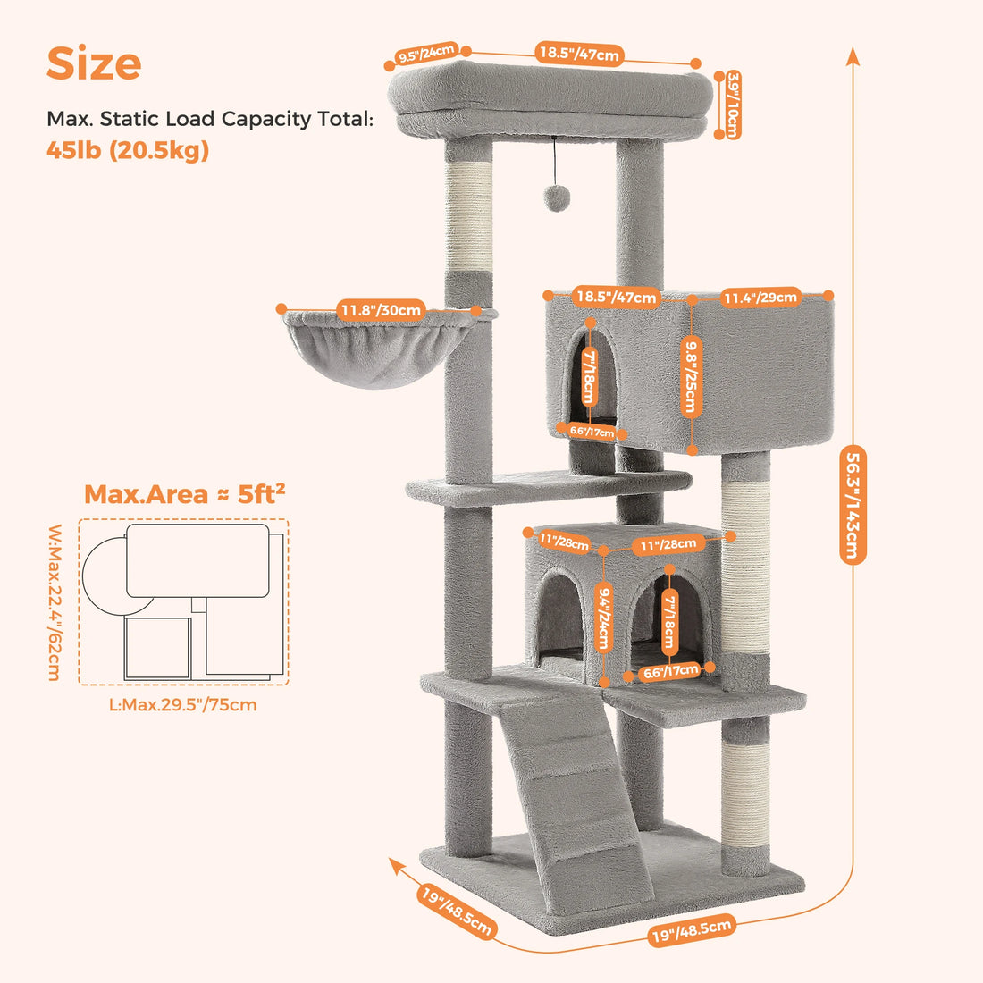 Arbre à chat 106 cm avec échelle et niches