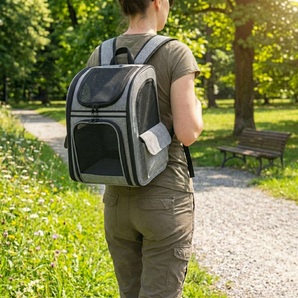 Sac à dos extensible pour chat — vue arrière
