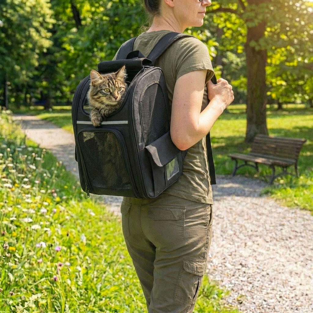 Sac à dos de randonnée pour chat — vue arrière