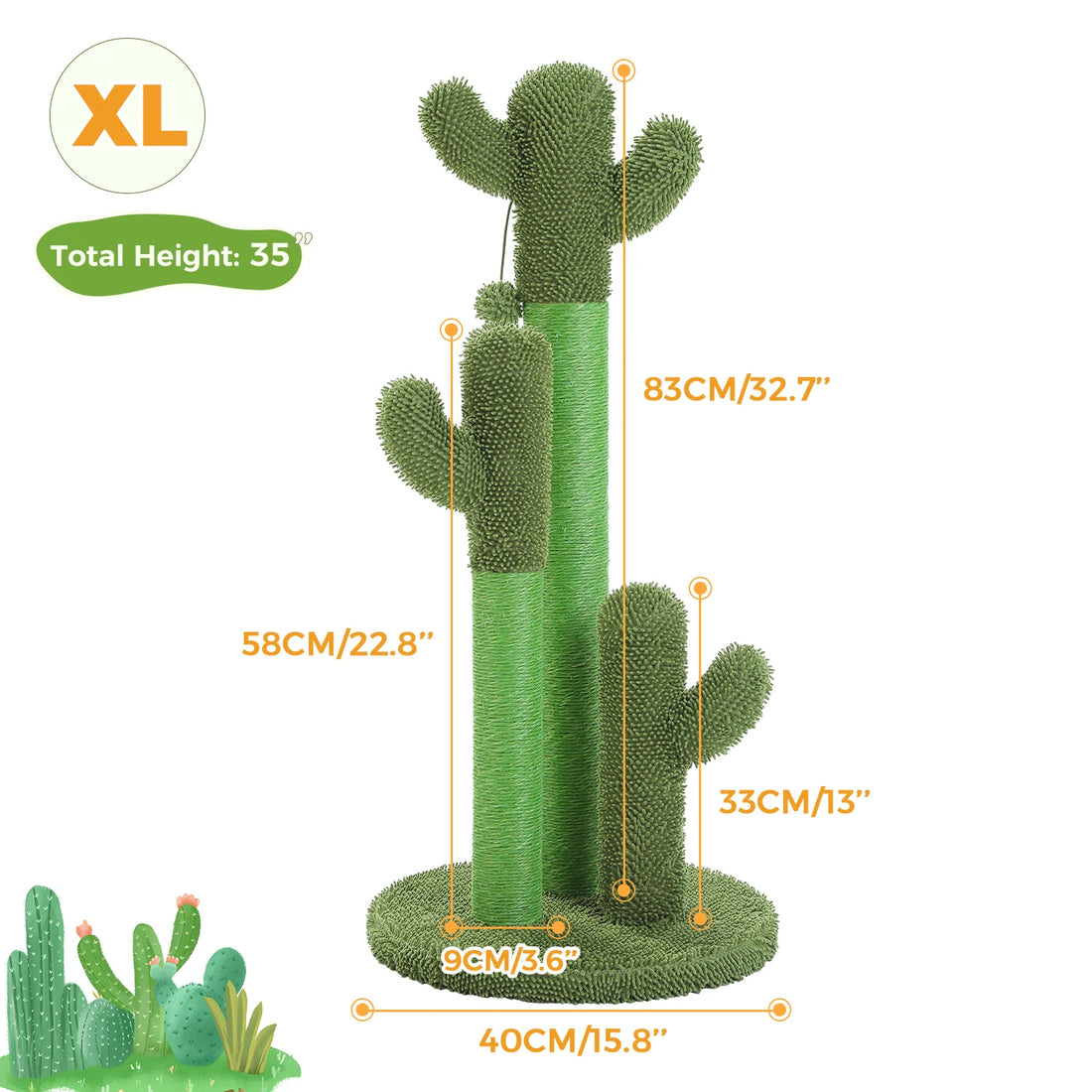 Griffoir cactus pour chat 3 poteaux sisal