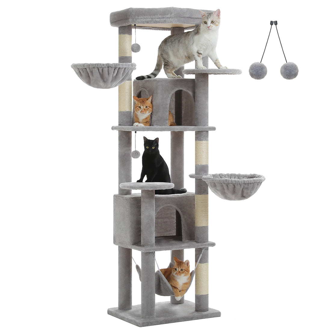 Arbre à chat d'angle avec panier suspendu
