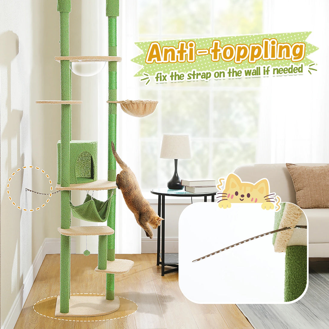 Arbre à chat télescopique multi-niveaux