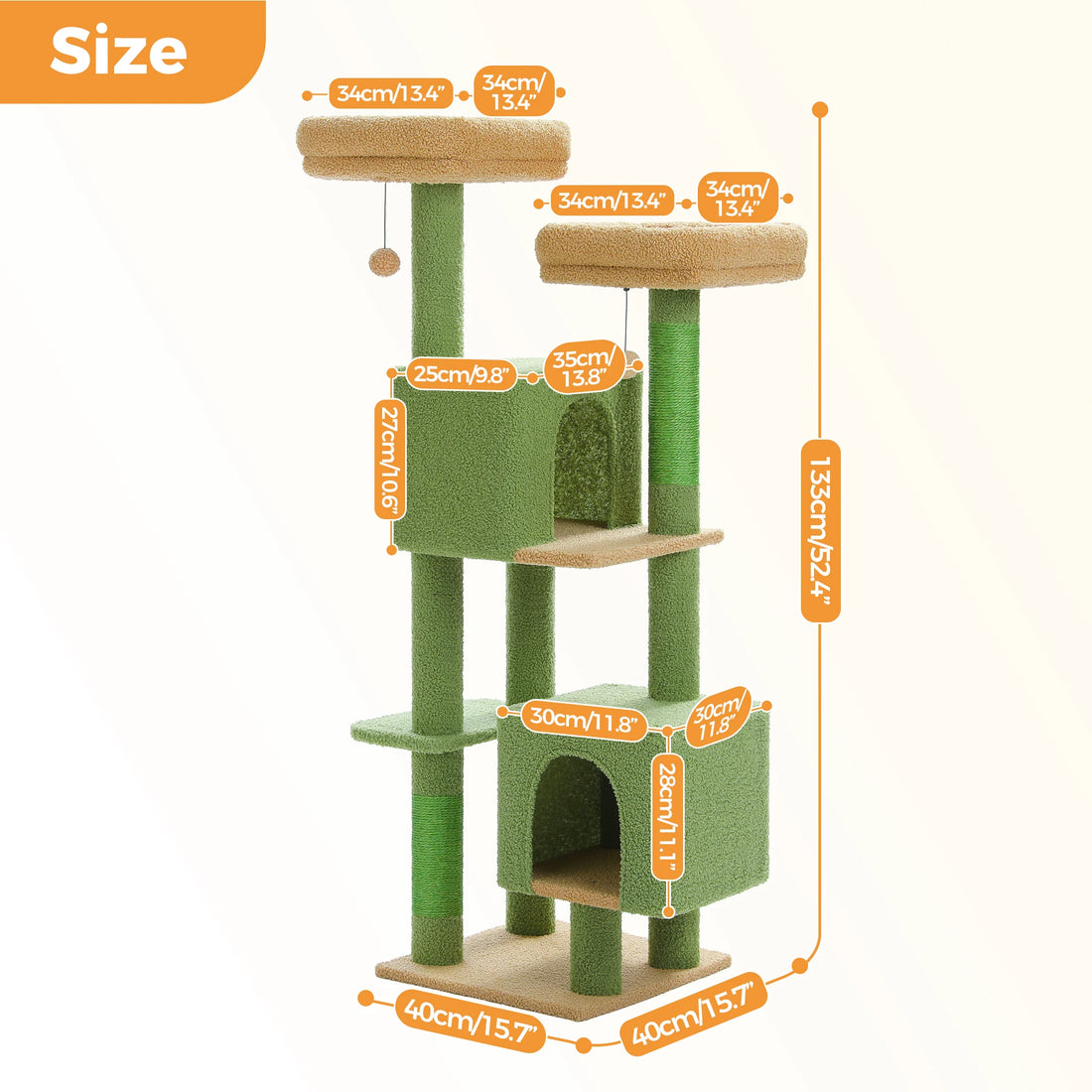 Arbre à chat cactus 133 cm à deux niches