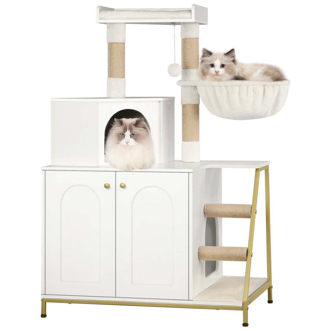 Cat tree sisal scratching mat with litter box