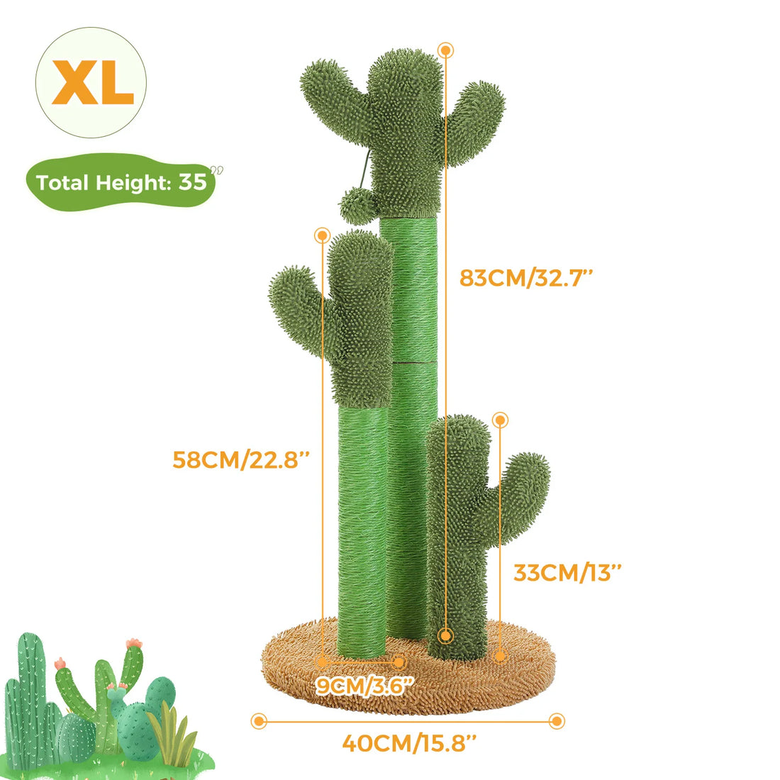 Griffoir cactus pour chat 3 poteaux sisal