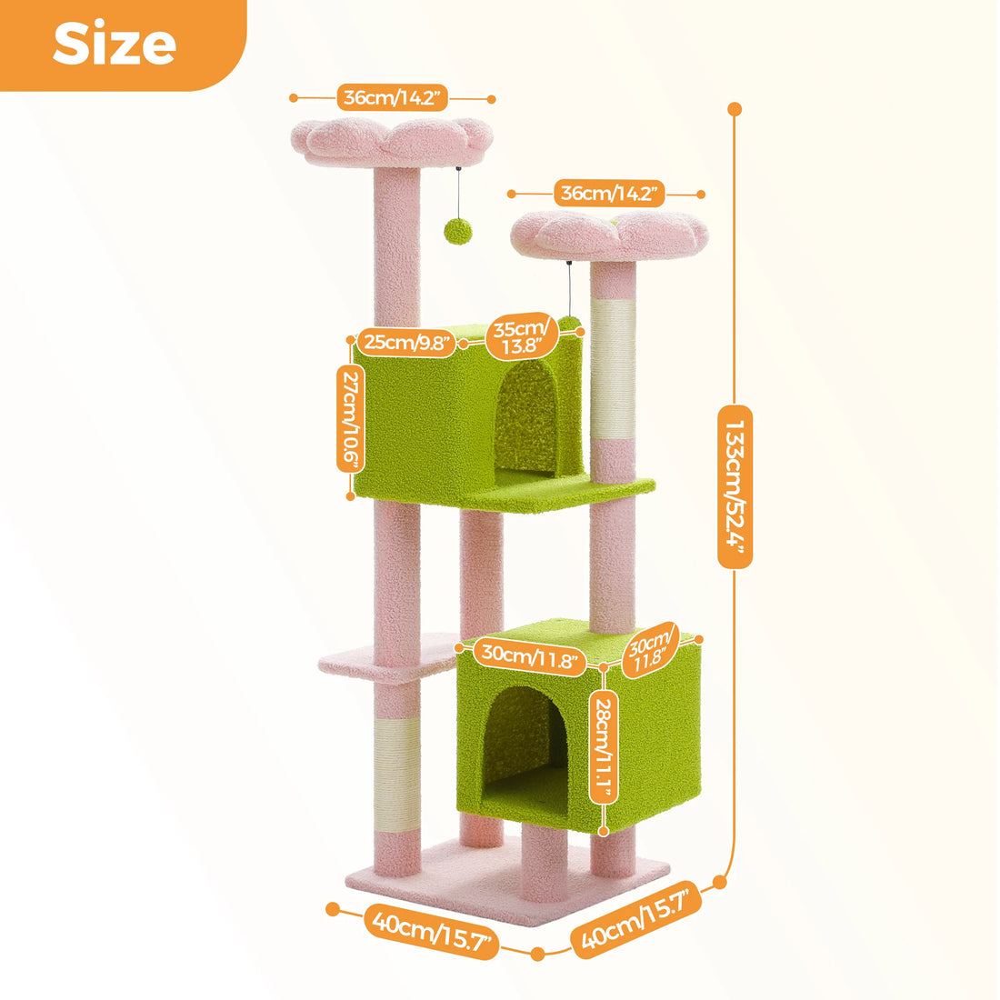 Arbre à chat cactus 133 cm à deux niches