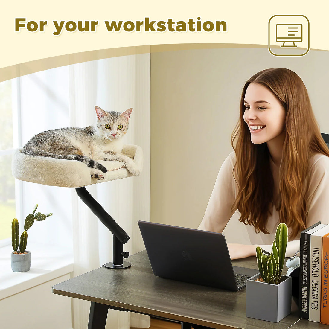 Coussin de bureau pour chat rotatif