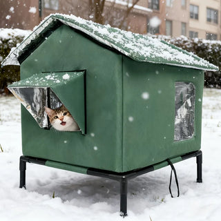 Insulated Outdoor Cat House on Legs, Aluminium-Lined