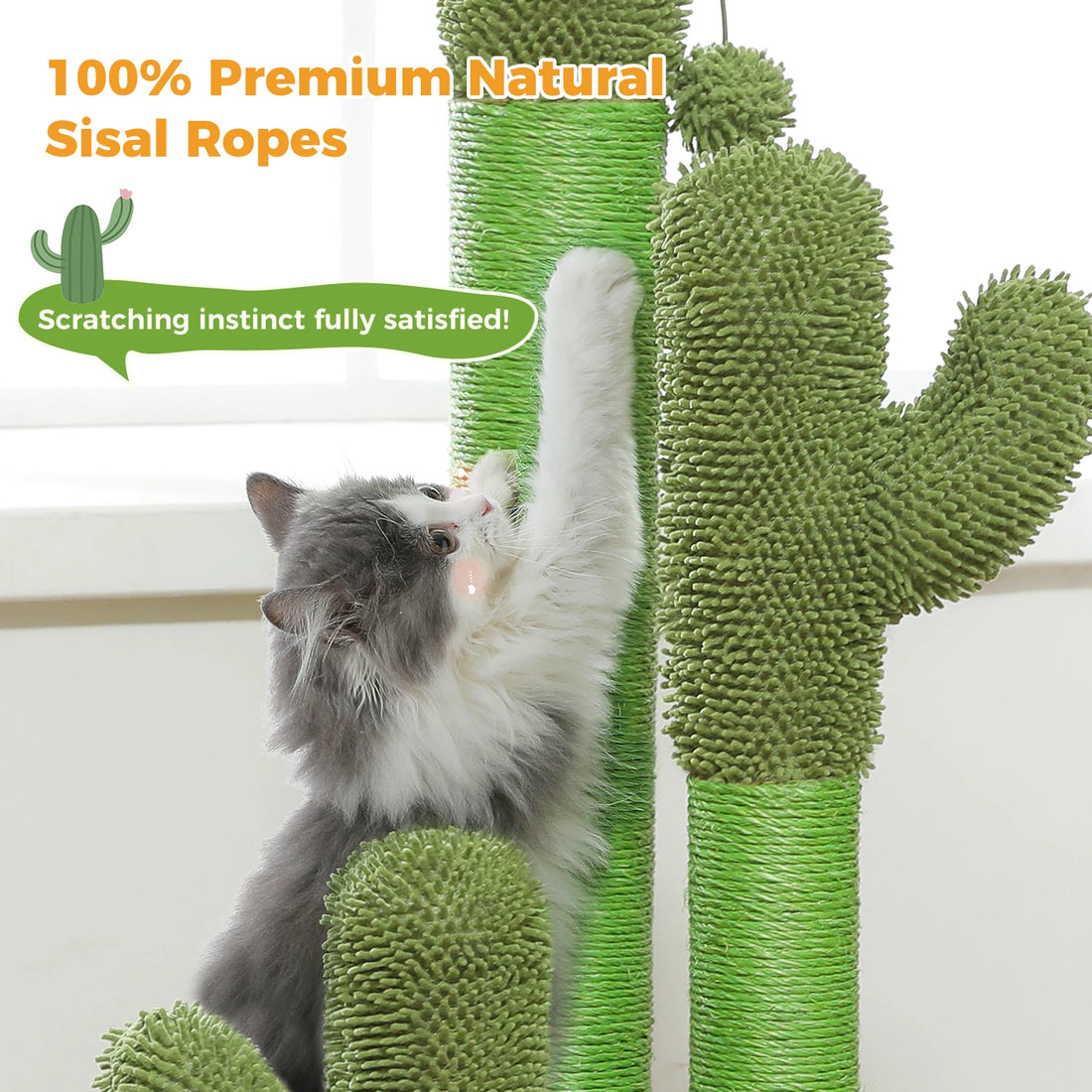 Griffoir cactus pour chat 3 poteaux sisal