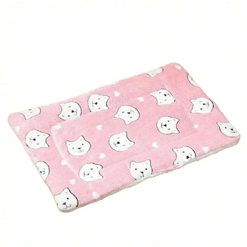 Tapis doux pour chat avec motif ours rose