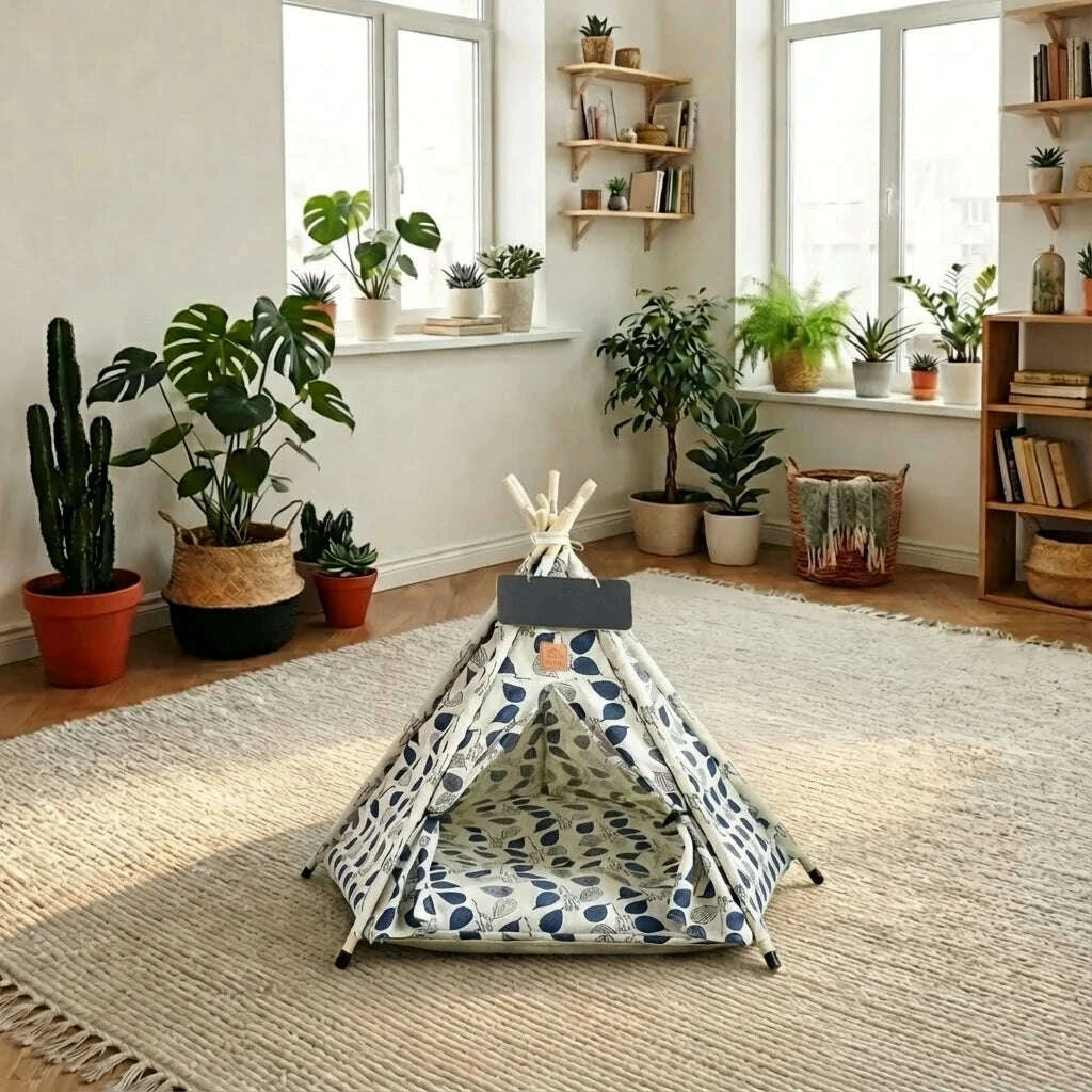 Tipi pour chat au style naturel — vue de côté