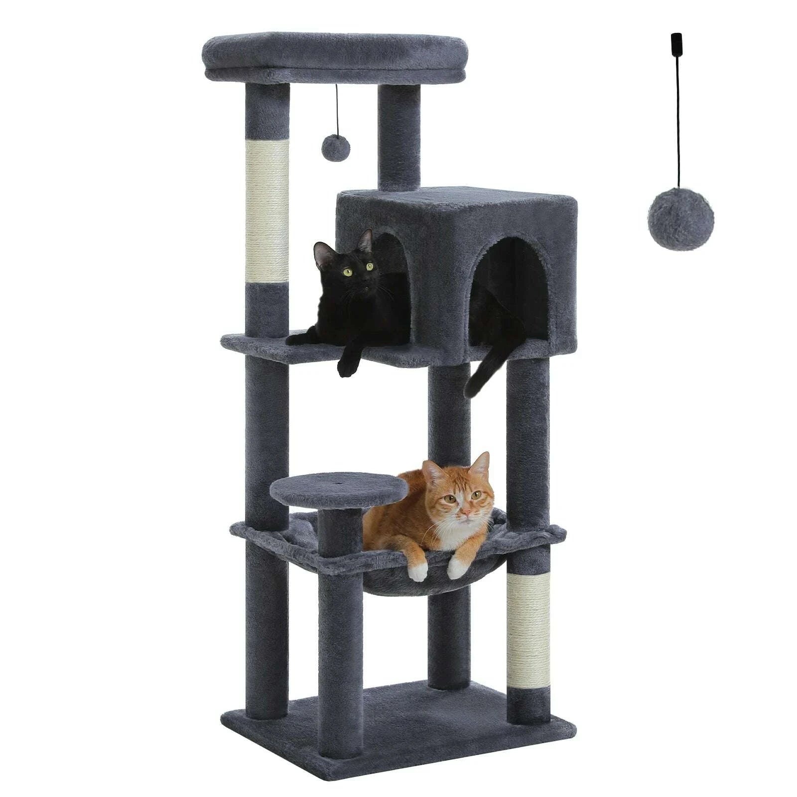 Arbre à chat design en bois élégant — vue en perspective