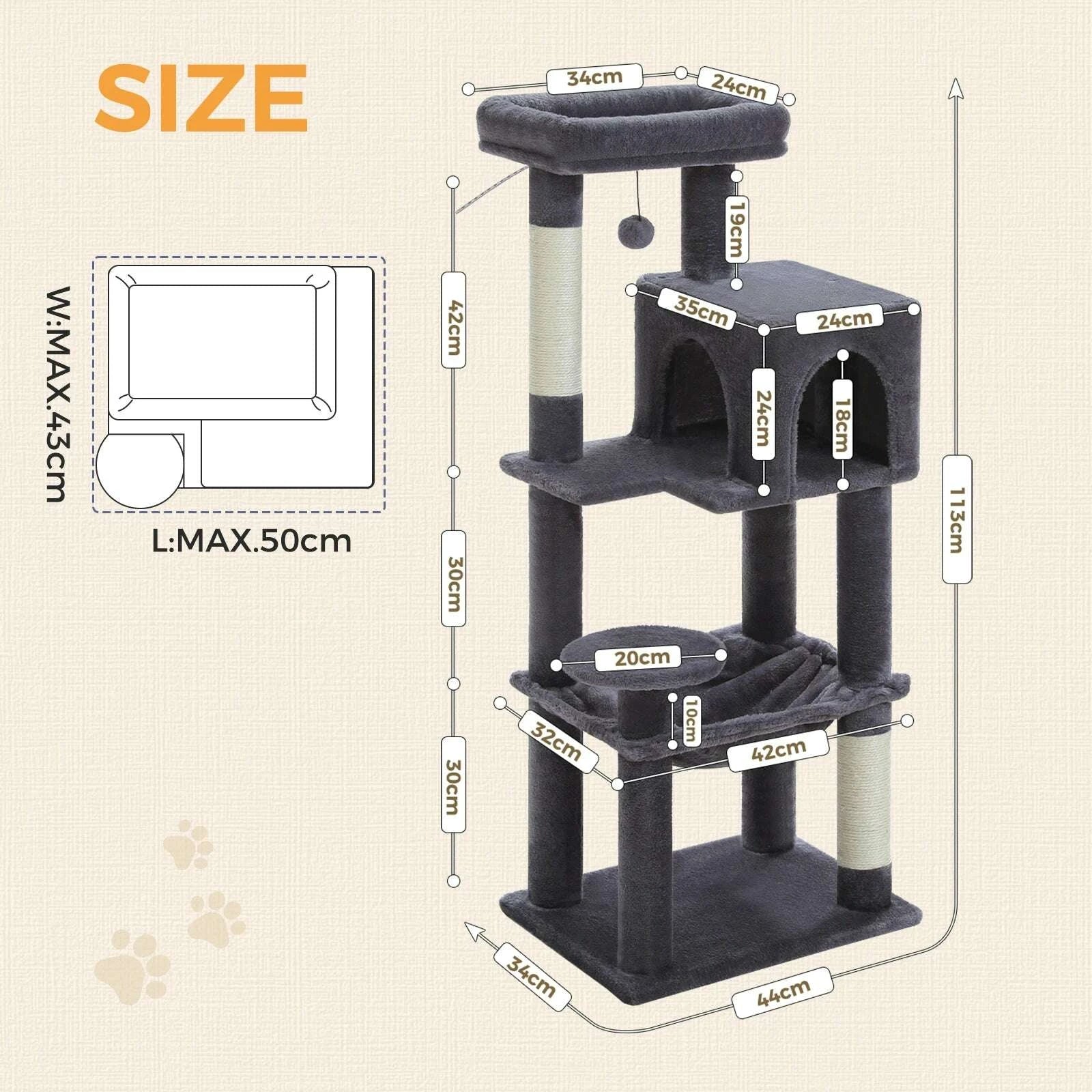 Arbre à chat design en bois élégant — vue en perspective