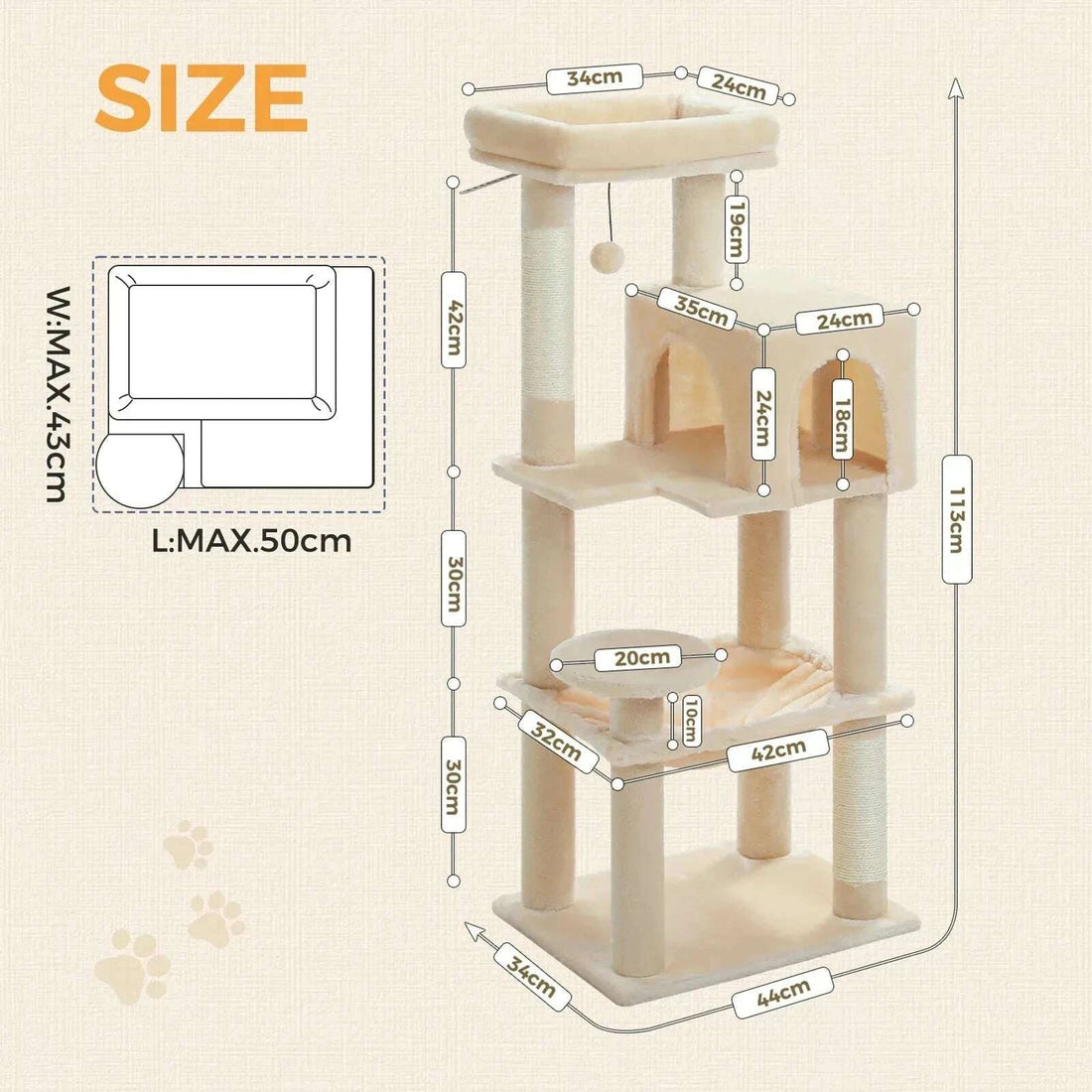 Arbre à chat design en bois élégant — détail