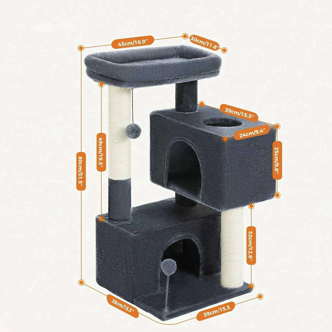 Arbre à chat design pour espaces restreints — vue en perspective