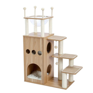 Arbre à chat design en bois clair