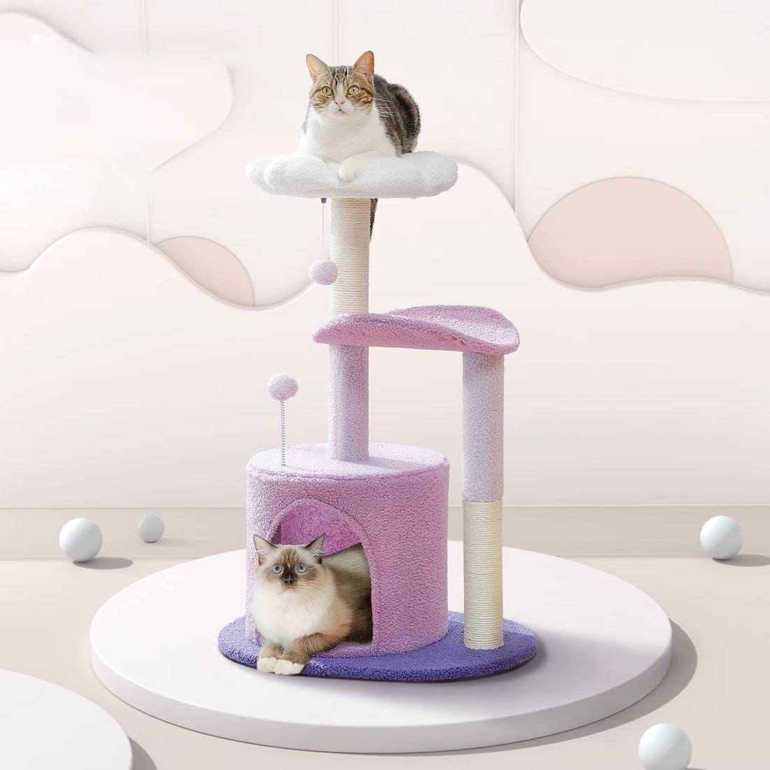 Arbre à chat design lotus pour sieste confortable